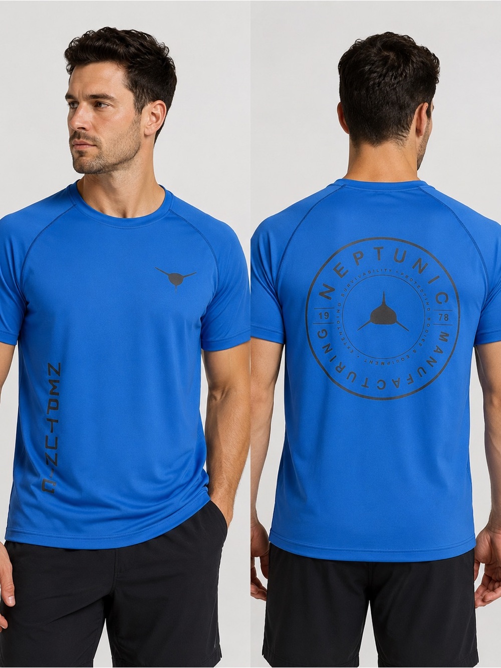 Blue Performance Long Sleeve Shirt with Logo NEPTUNIC